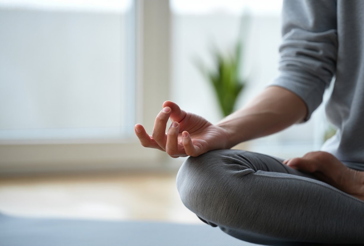 Часть тела девушки, которая медитирует